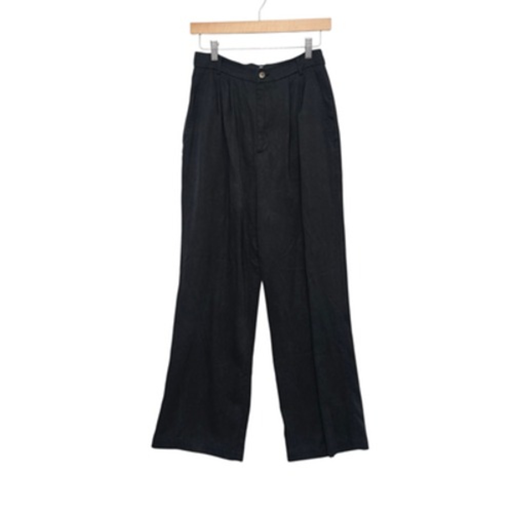 Reformation Pants Womens 6P Black Tencel Pleated High Rise Wide Leg Made USA